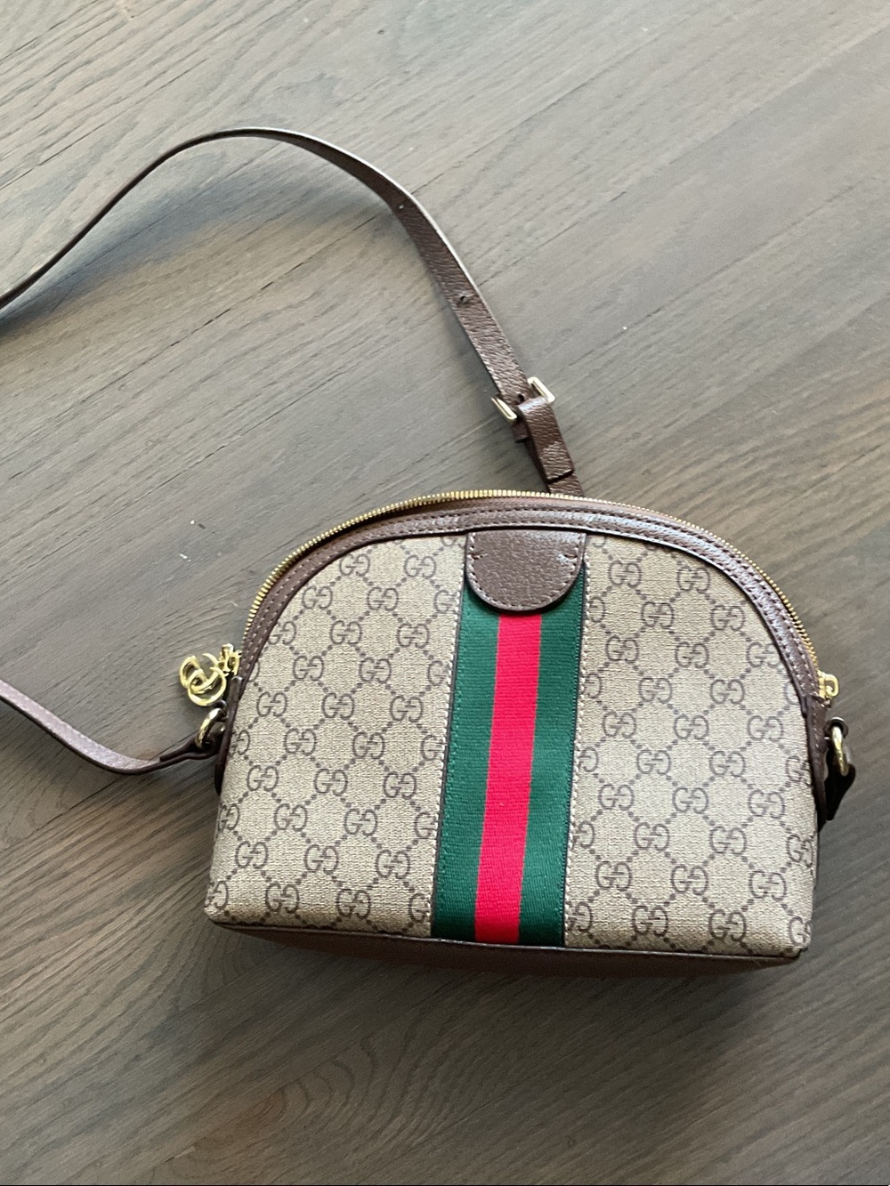 Monogram Beige GG Supreme Crossbody with Red and Green Web Stripe - Picture 3 of 3